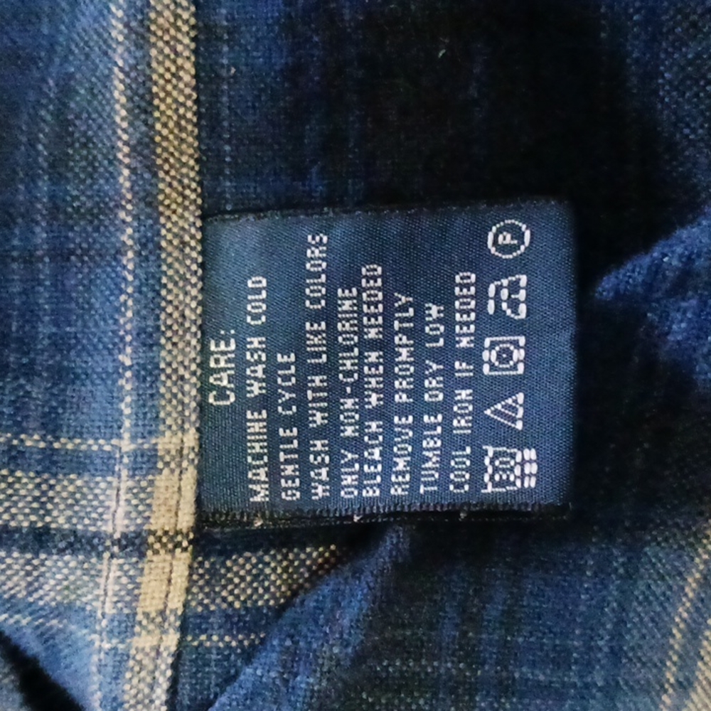 Men's Size Small Ralph Lauren Classic Fit Flannel Blue Beige and Black Plaid - Picture 5 of 5